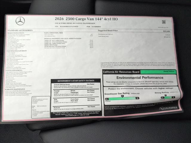 2026 Mercedes-Benz Sprinter 2500 Standard Roof 4-Cyl Diesel HO