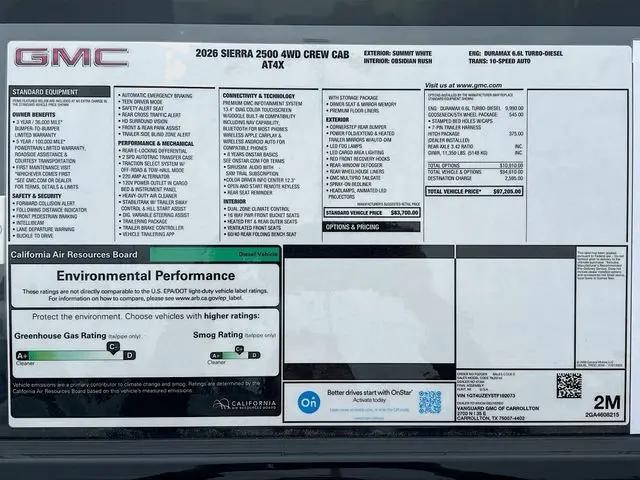 2026 GMC Sierra 2500HD Crew Cab, Standard Bed, AT4X, 4WD