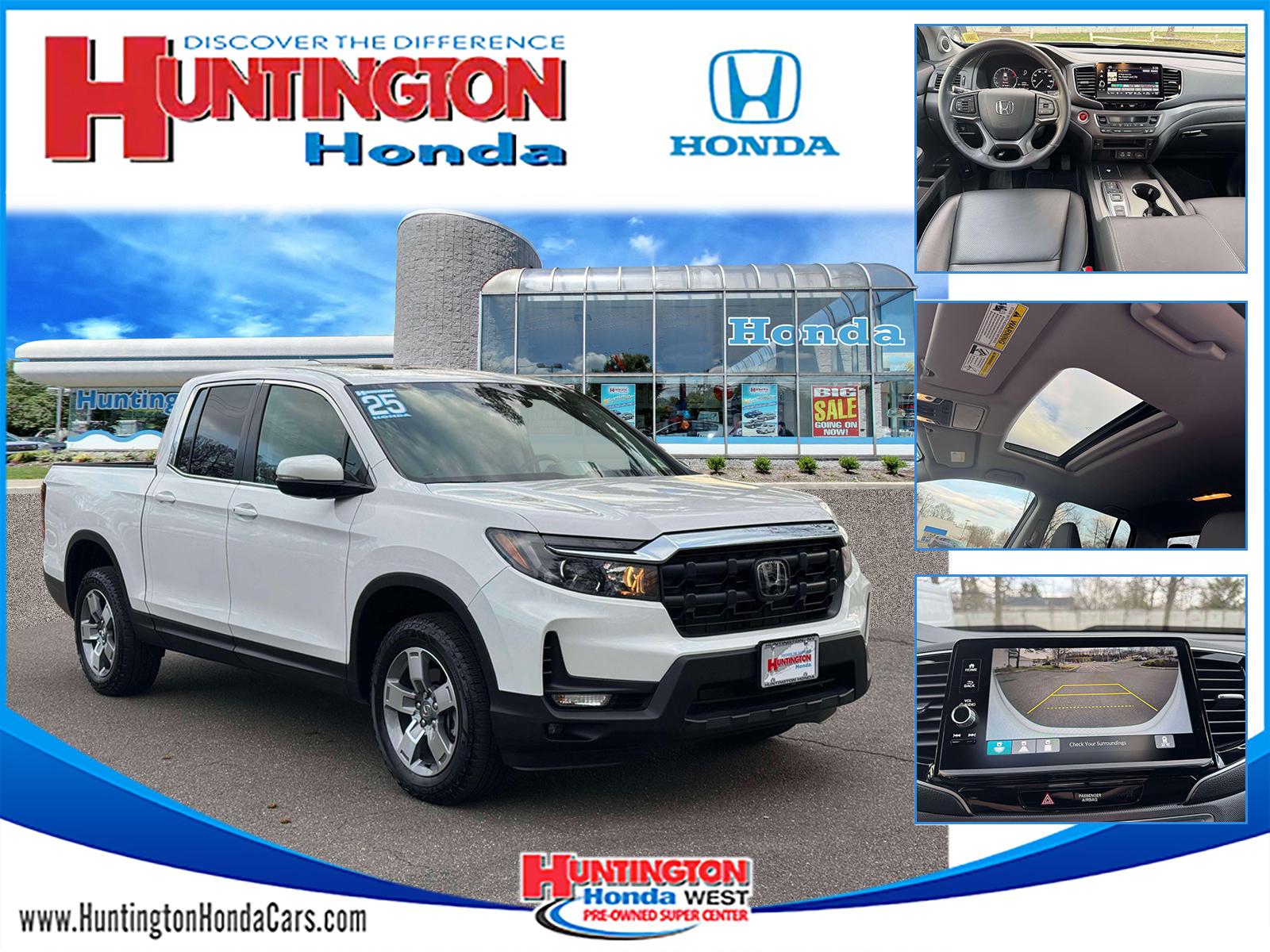 Platinum White Pearl 2025 Honda Ridgeline RTL AWD Pickup Truck All-Wheel Drive Automatic