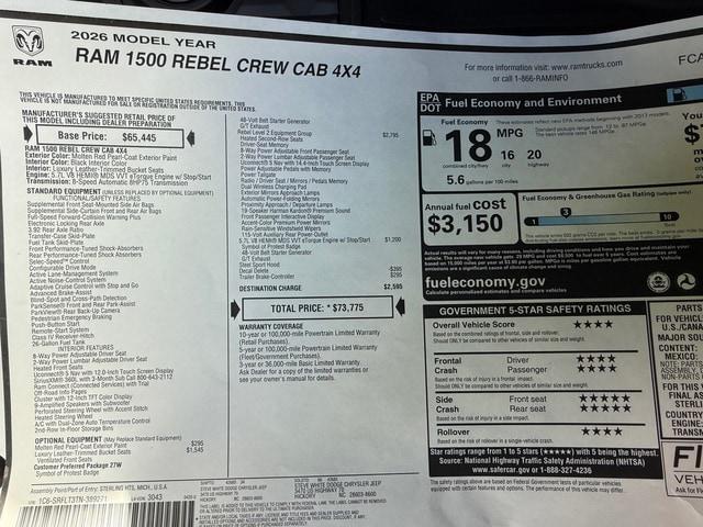 2026 Ram 1500 Rebel Crew Cab 4x4 5'7" Box