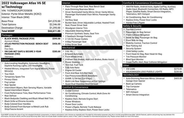 2023 Volkswagen Atlas 3.6L V6 SE w/Technology