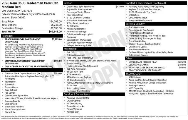2026 Ram 3500 Tradesman Crew Cab 4x4 6'4" Box