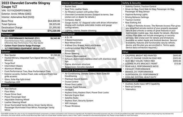 2023 Chevrolet Corvette Stingray RWD Coupe 1LT