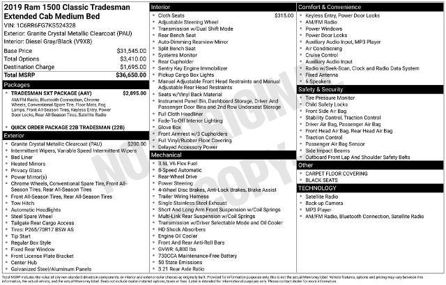 2019 Ram 1500 Classic Tradesman Quad Cab 4x2 6'4" Box