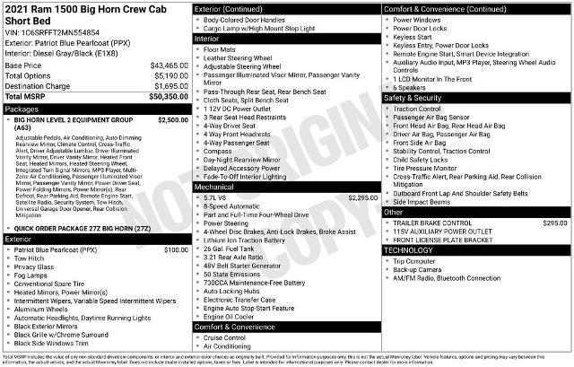 2021 Ram 1500 Big Horn Crew Cab 4x4 5'7" Box