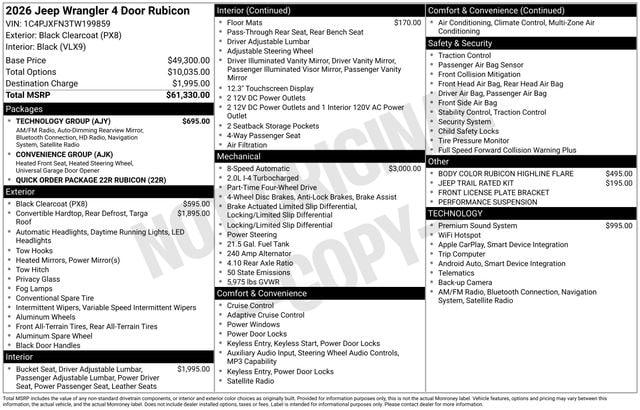2026 Jeep Wrangler 4-Door Rubicon 4x4