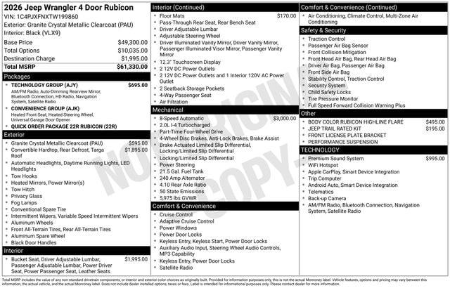 2026 Jeep Wrangler 4-Door Rubicon 4x4