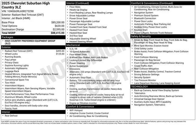 2025 Chevrolet Suburban 4WD High Country