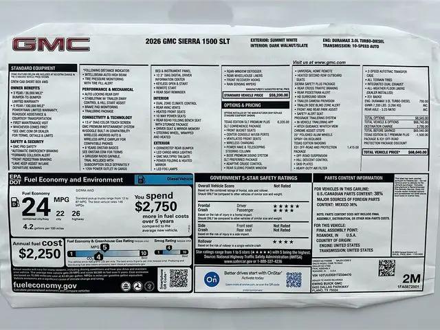 2026 GMC Sierra 1500 Crew Cab, Short Bed, SLT, 4WD