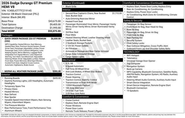 2026 Dodge Durango GT Premium HEMI V8 AWD