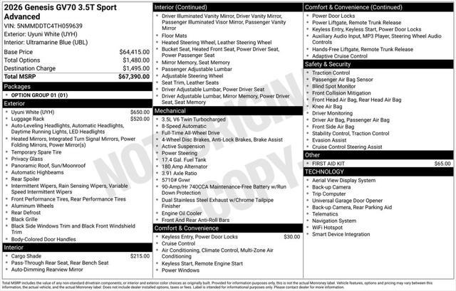 2026 Genesis GV70 3.5T Sport Advanced