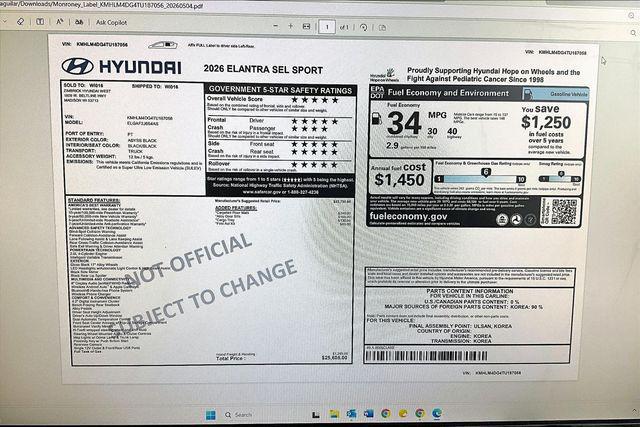 2026 Hyundai Elantra SEL Sport