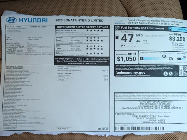 2026 Hyundai Sonata Hybrid Limited