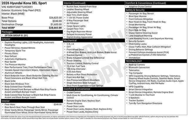 2026 Hyundai Kona SEL Sport