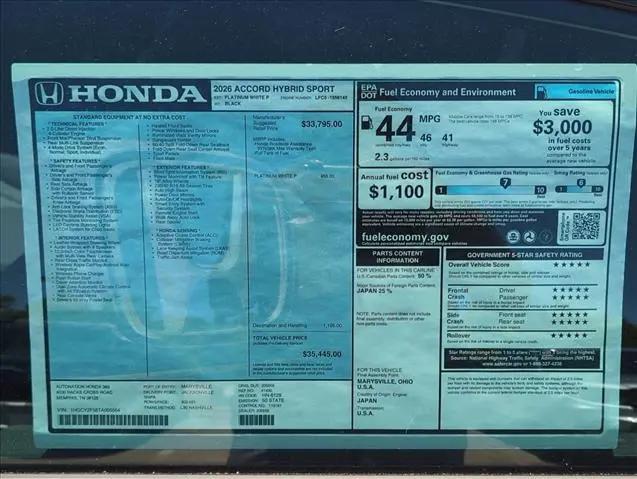 2026 Honda Accord Sedan Sport