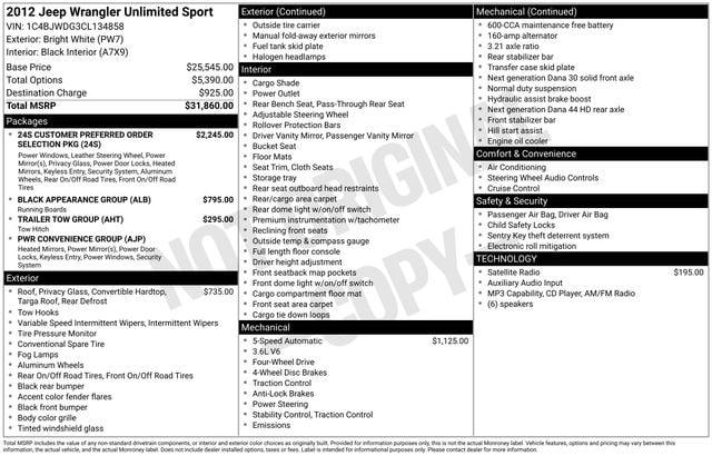 2012 Jeep Wrangler Unlimited Sport