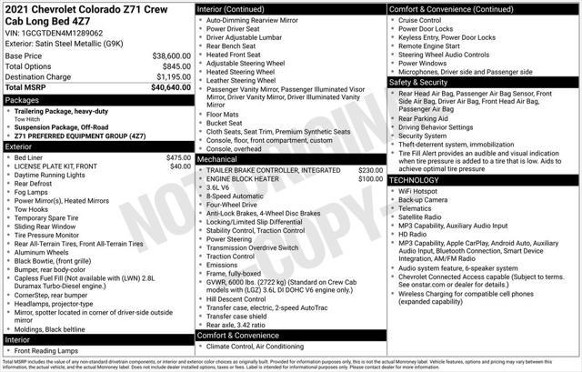 2021 Chevrolet Colorado 4WD Crew Cab Long Box Z71