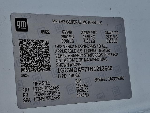 2022 Chevrolet Express Cargo Van RWD 2500 Regular Wheelbase WT