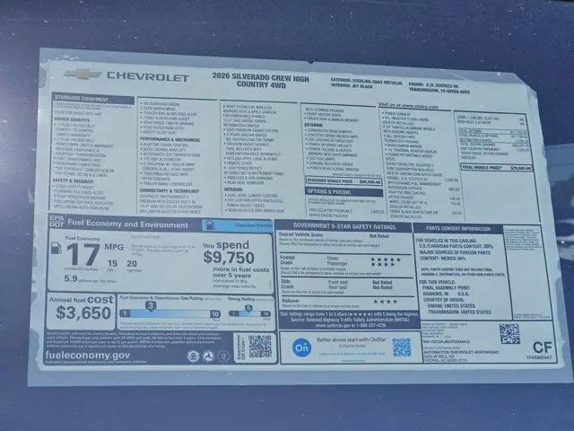 2026 Chevrolet Silverado 1500 4WD Crew Cab Short Bed High Country