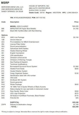 2025 Mercedes-Benz CLA 250 CLA 250