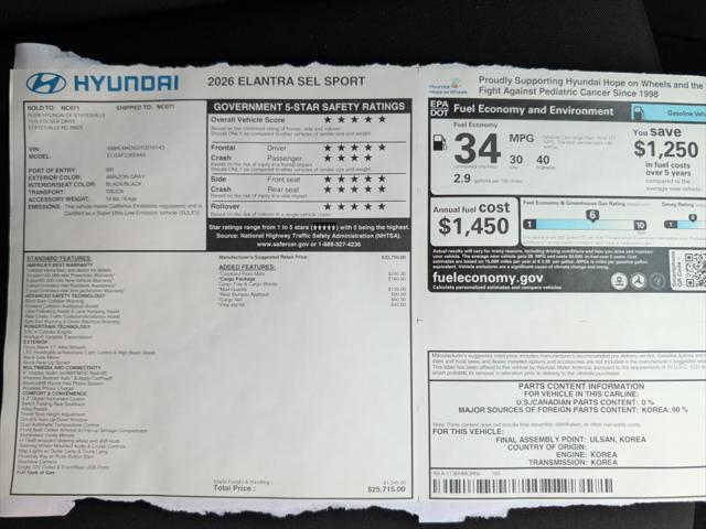 2026 Hyundai Elantra SEL Sport