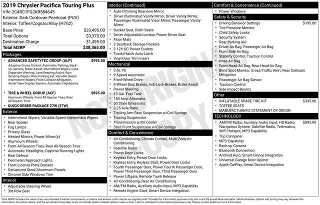 Used 2019 Chrysler Pacifica Touring Plus For Sale in Millington, TN