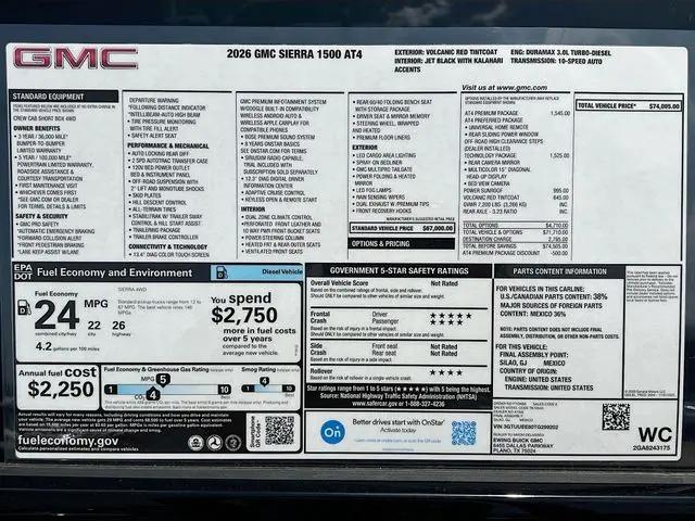 2026 GMC Sierra 1500 Crew Cab, Short Bed, AT4, 4WD