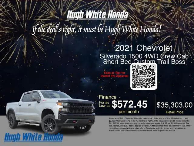 2021 Chevrolet Silverado 1500 4WD Crew Cab Short Bed Custom Trail Boss