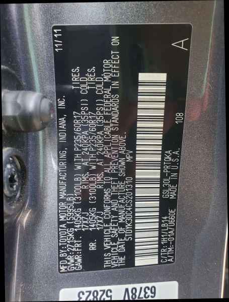 2012 Toyota Sienna XLE V6 8 Passenger
