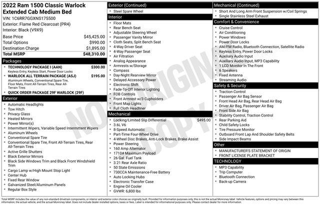 2022 Ram 1500 Classic Warlock Quad Cab 4x4 6'4" Box