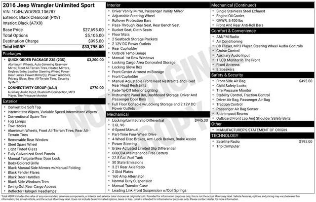 2016 Jeep Wrangler Unlimited Sport