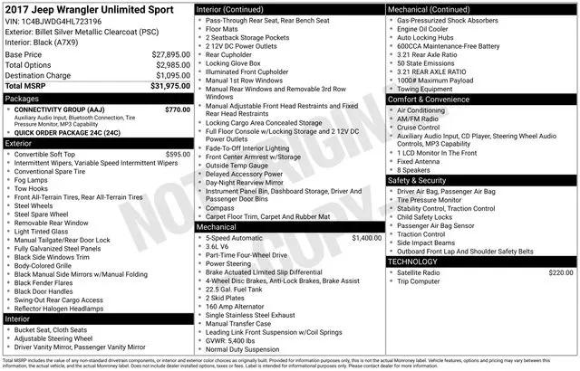 2017 Jeep Wrangler Unlimited Sport 4x4