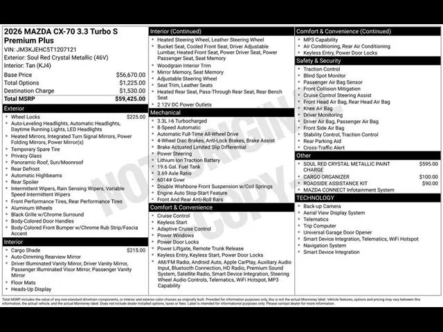 2026 Mazda CX-70 3.3 Turbo S Premium Plus