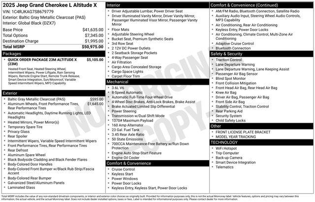 2025 Jeep Grand Cherokee L Altitude X 4x4