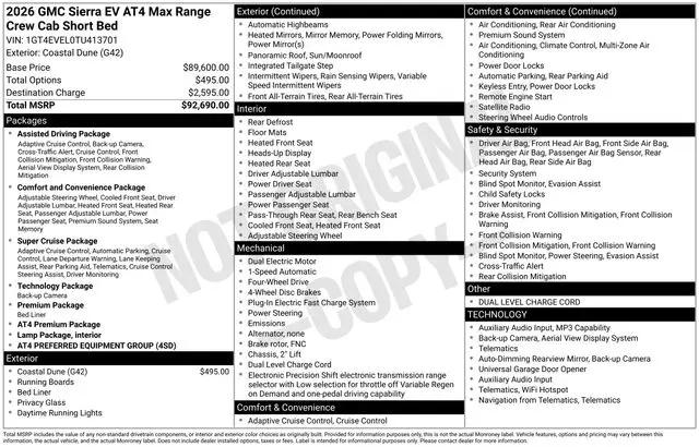2026 GMC Sierra Max Range AT4