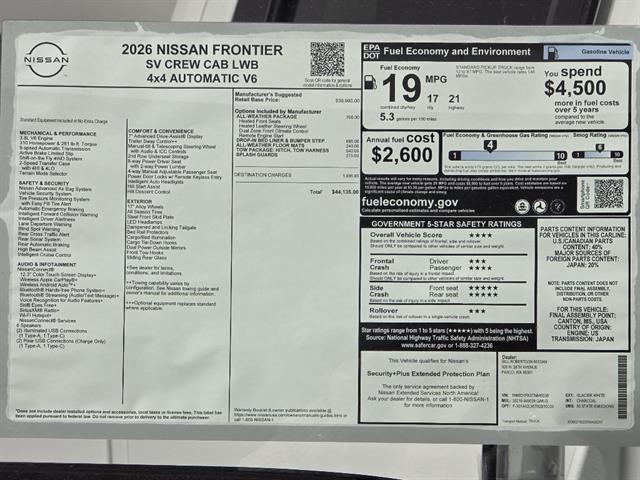 2026 Nissan Frontier Crew Cab Long Bed SV 4x4