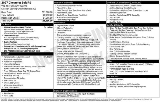 2027 Chevrolet Bolt RS FWD