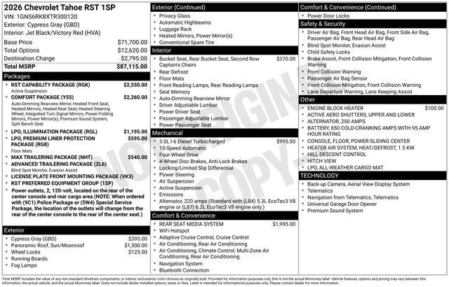 2026 Chevrolet Tahoe 4WD RST