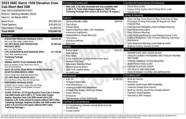 2023 GMC Sierra 1500 4WD Crew Cab Short Box Elevation with 3SB