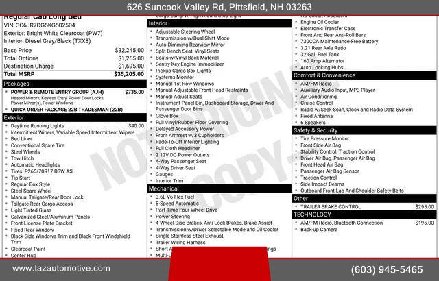 2019 Ram 1500 Classic Tradesman Regular Cab 4x4 8' Box