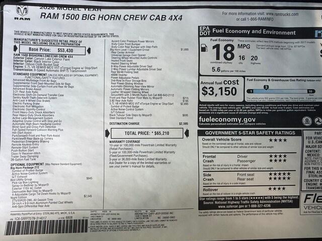 2026 Ram 1500 Big Horn Crew Cab 4x4 5'7" Box