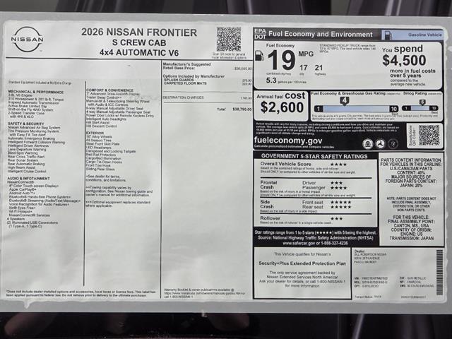 2026 Nissan Frontier Crew Cab S 4x4