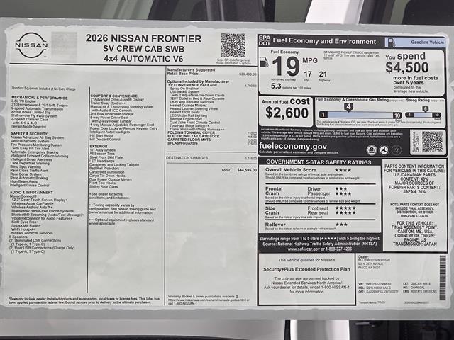 2026 Nissan Frontier Crew Cab SV 4x4