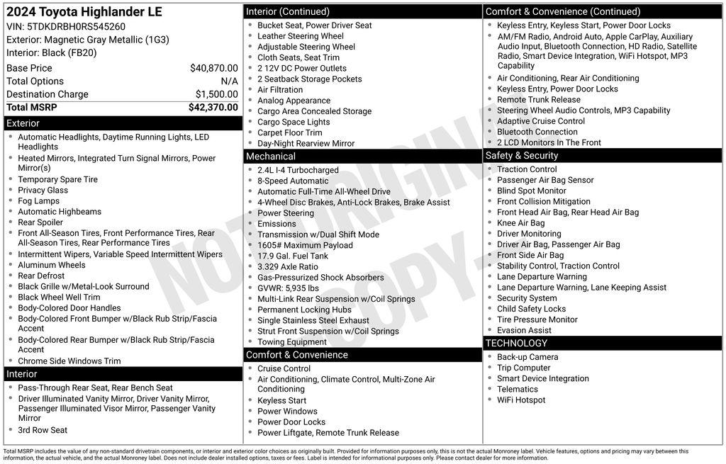 2024 Toyota Highlander LE - Photo 6