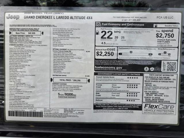 2026 Jeep Grand Cherokee L GRAND CHEROKEE L LAREDO ALTITUDE 4X4