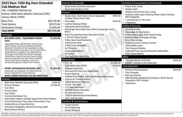 2022 Ram 1500 Big Horn Quad Cab 4x4 6'4" Box