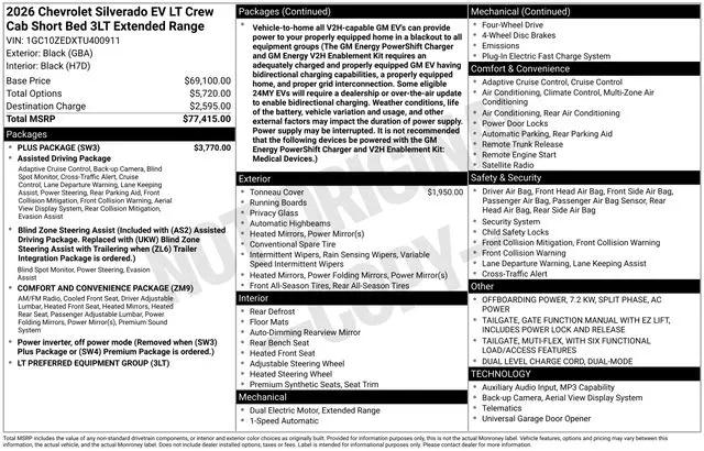 2026 Chevrolet Silverado EV LT - Extended Range 4WD