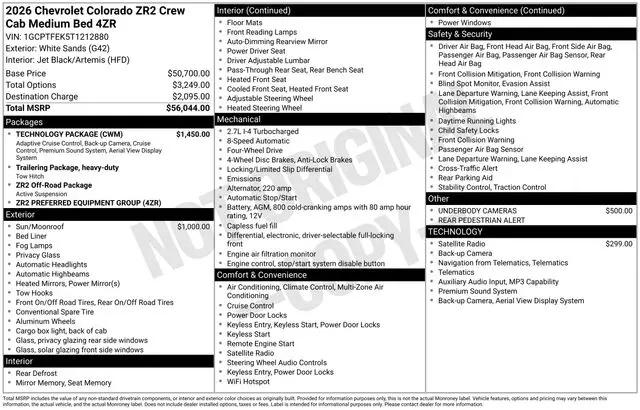 2026 Chevrolet Colorado ZR2, 4WD