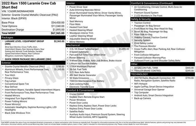 2022 Ram 1500 Laramie Crew Cab 4x4 5'7" Box