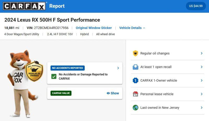 2024 Lexus RX 500h F SPORT Performance